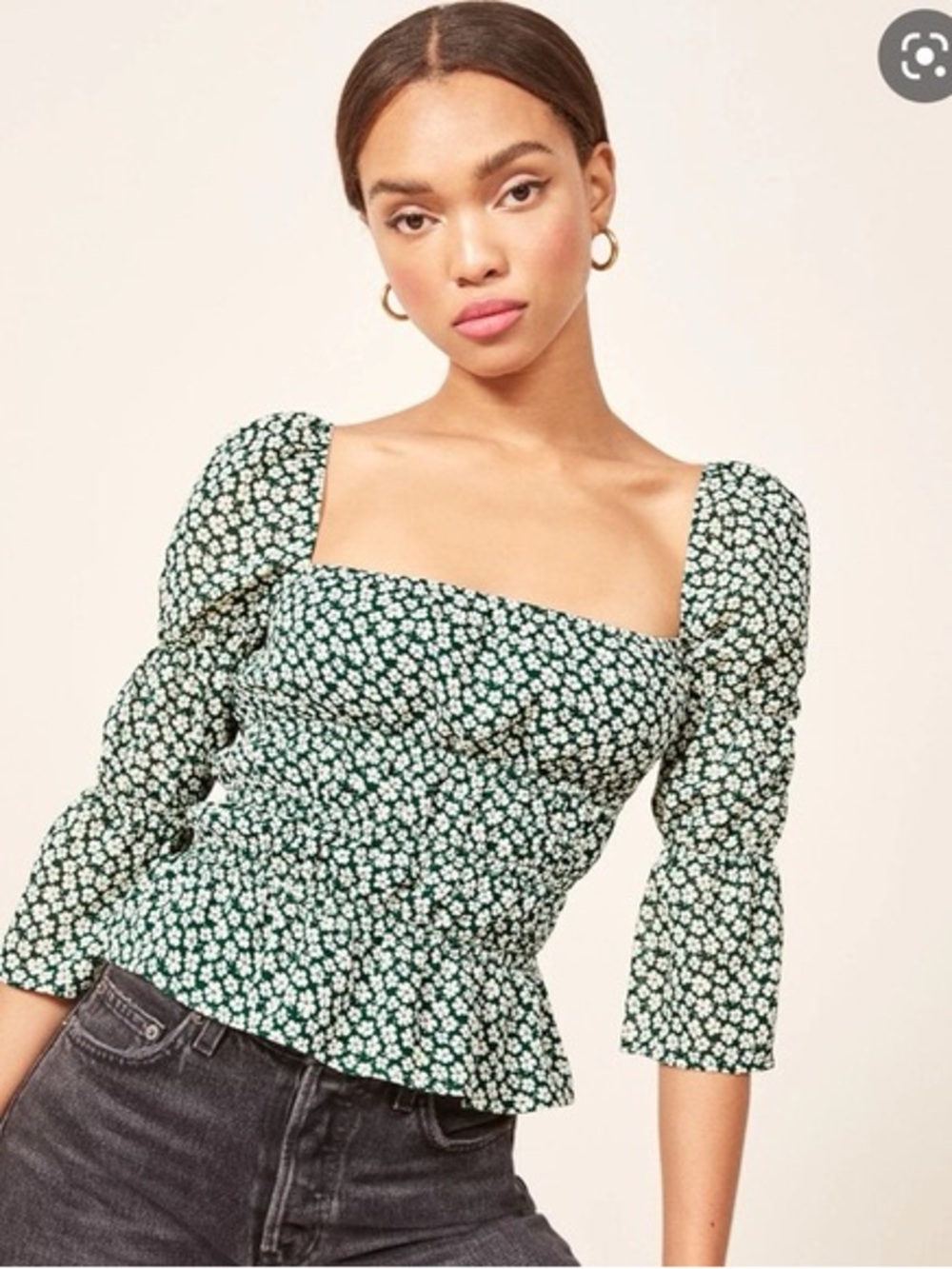 New! Reformation Ayla Floral Top